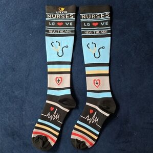 Compression Socks :Blue and Black Nurses Love Healthcare Socks, 20 Mmhg